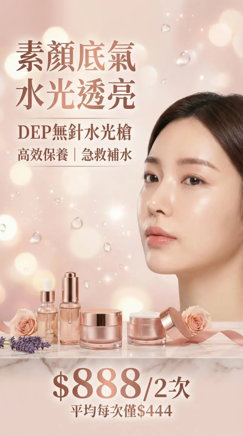 🌹 怕針又想要水光肌？DEP 無針水光：讓你 24 小時自帶「韓妹濾鏡」✨ 超越精華液的滲透力！無入侵性最高滲透儀器！✨韓妹光澤水嫩時刻，締造24小時貼妝完美光澤肌✨