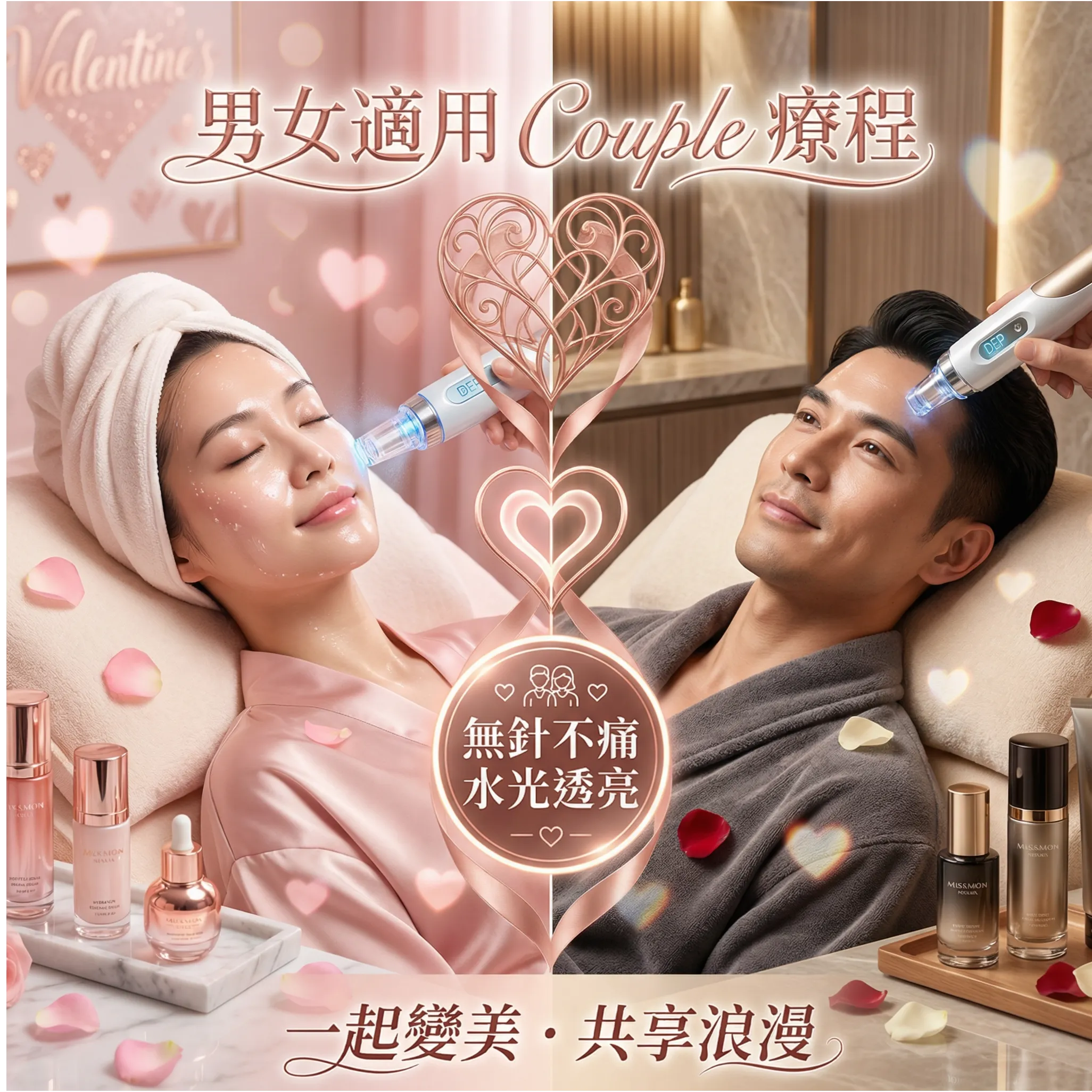 🌹 情人節2人優惠✨ 為您和摯愛準備的最佳禮物：與摯愛共享水光肌體驗，締造浪漫時刻✨